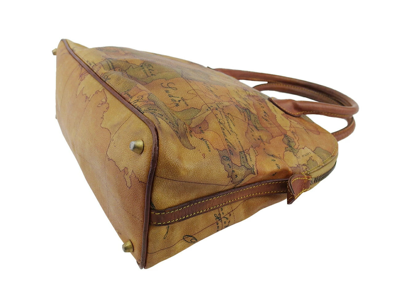 Prima Classe Handbag Map Pattern Beige Brown Wome… - image 4