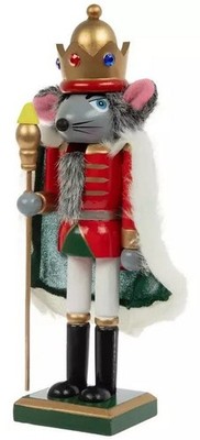 Wooden Christmas Nutcracker, 10'', MOUSE KING IN GREEN CAPE WITH SCEPTOR, HL