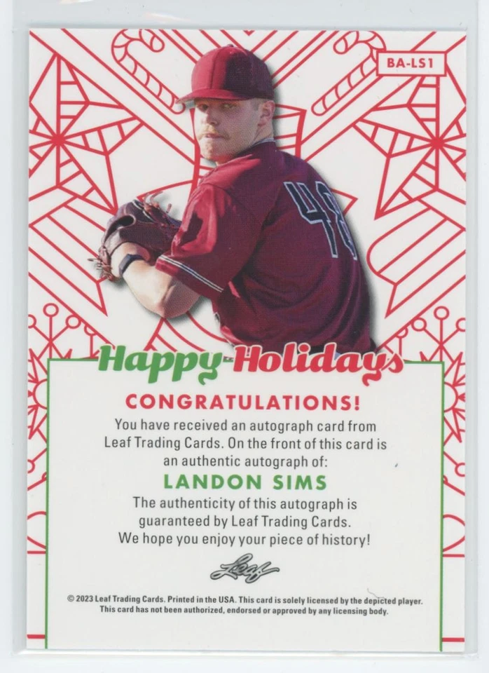 2023 Leaf Signature Happy Holidays Landon Sims Auto #BA-LS1 - Image 2 of 2