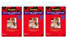 Scotch Self-Sealing Laminating Pouches, 4 x 6 Inches, 3-Pack of 5 Clear