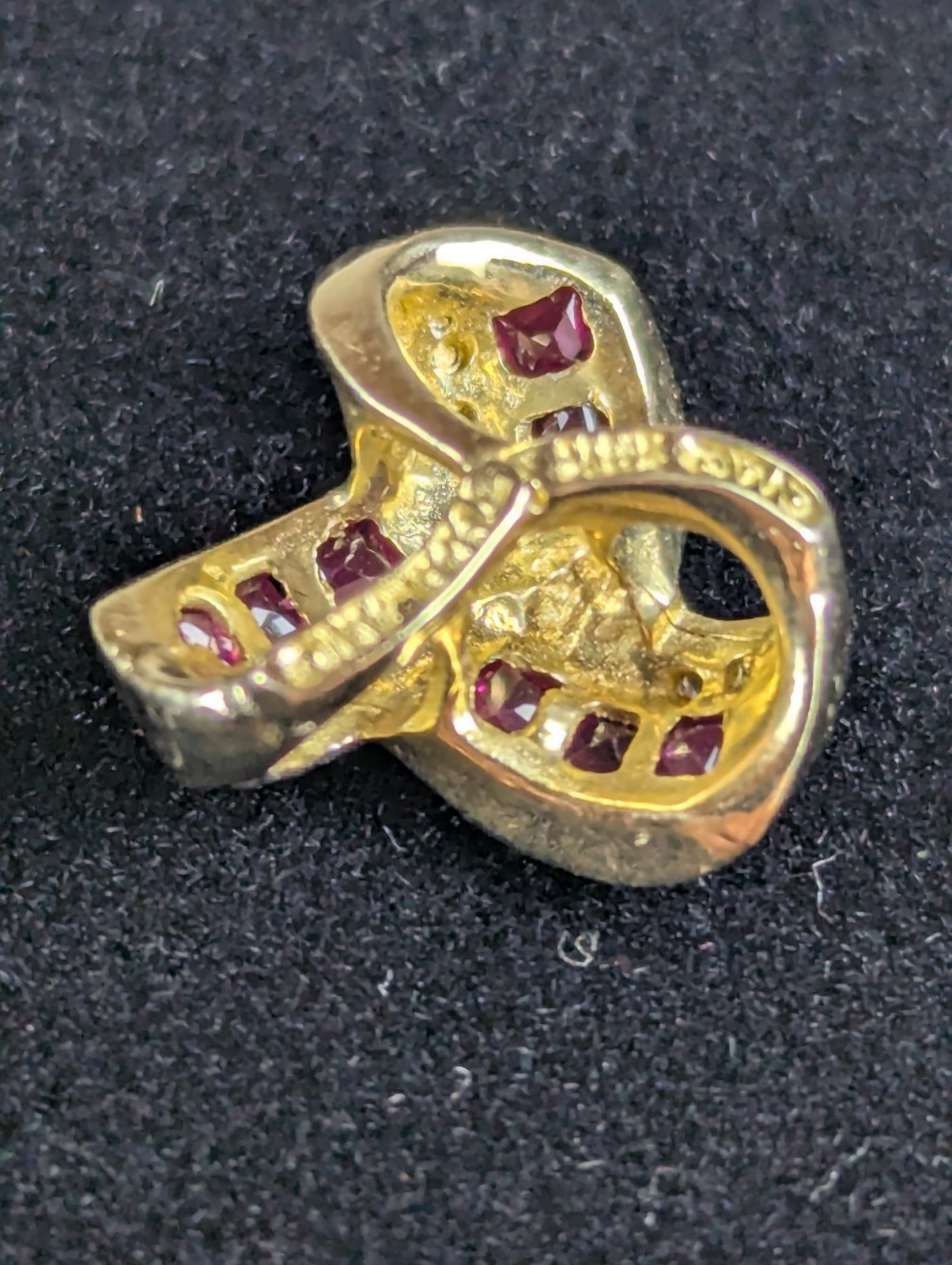 Vintage 14K Solid Yellow Gold Ruby w/ Diamonds Pe… - image 2