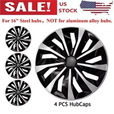 4X 16" Inch Wheel Covers Snap On Full Hub Caps Fit for R16 Tire & Steel Rim