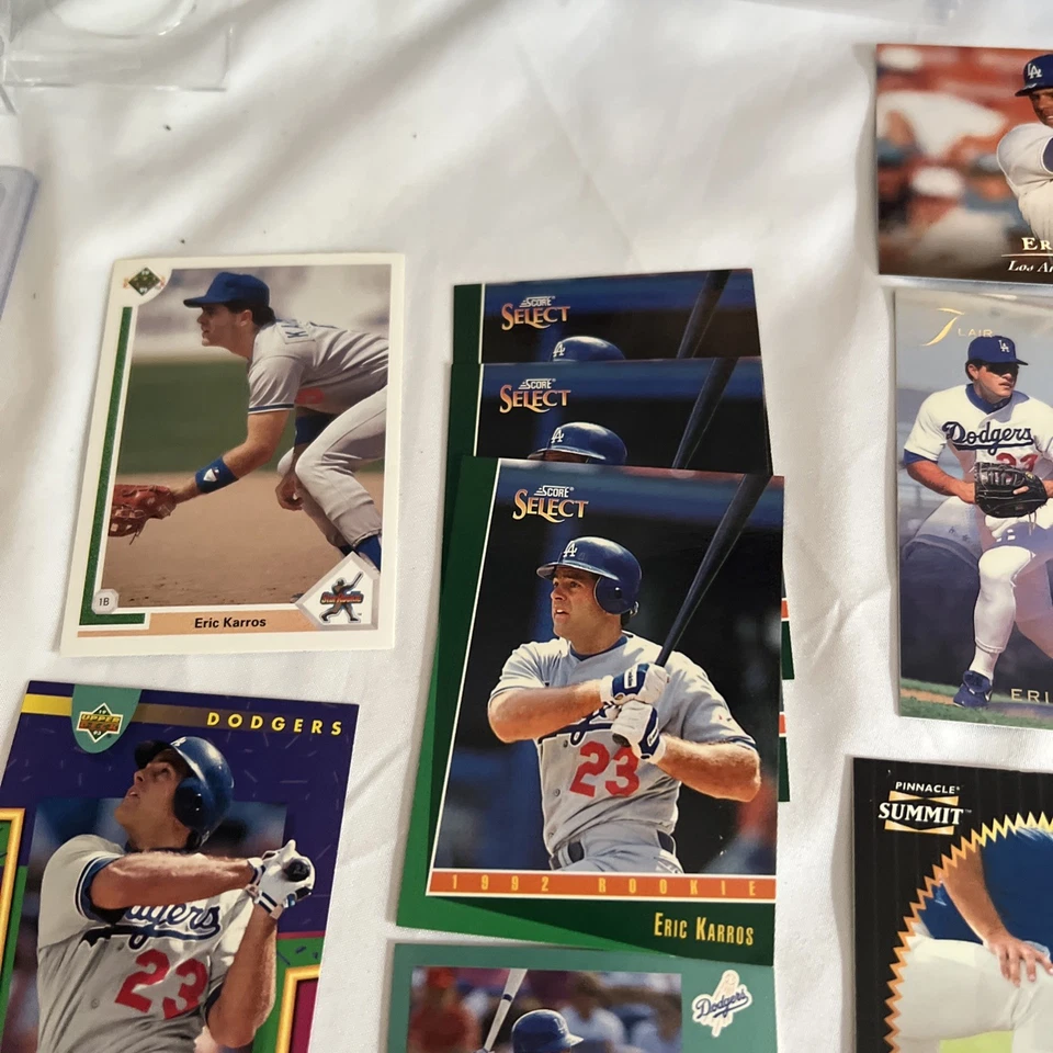 Eric Karros Lote de 50+ Tarjetas Dodgers Incluyendo Fleer y Upperdeck Rookies Foto 2 de 4