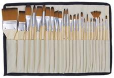 Jerry Q Art 24 Pcs Artist Paint Brush Set with Free Carry Pouch for Watercolor,