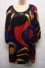 NWT Nine West 100%Silk Black/Gold/Purple/Red Mini Dress Size Large Ret$99