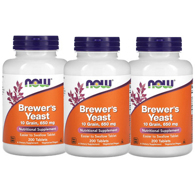 NOW Foods (3 PACKS) Brewer's Yeast 650 mg, 200 Tablets