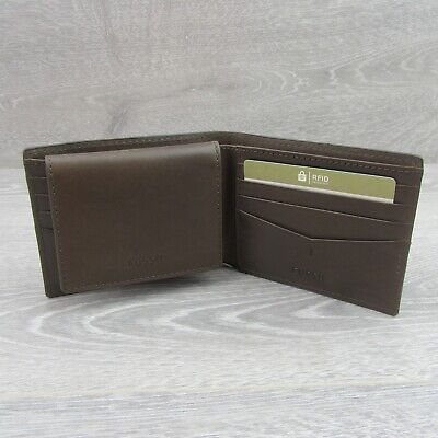 Fossil Allen RFID Passcase Brown Leather Mens Wallet NEW