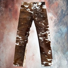 Men Cowhide Genuine Hair On Leather Pants Handmade Western Fashion Leather Pant