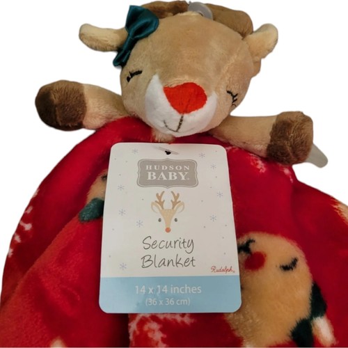 NWT Hudson Baby Girl Christmas Lovey Rudolf Reindeer Security Blanket Plush 14" - Picture 3 of 6