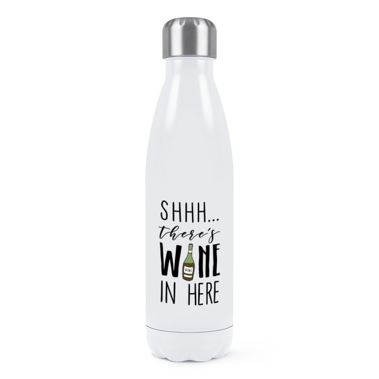 Shhh There's Wine In Here Red Double Wall Water Bottle Funny Thermal