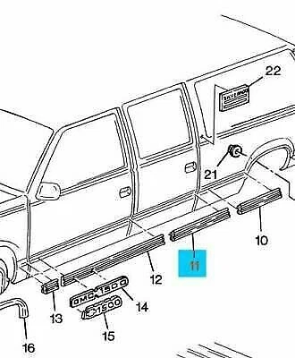 GM 15740105 pré-cortado 36,5" moldura lateral cromada 88-98 Chevy GMC Suburban Yukon XL - Imagem 2 de 2