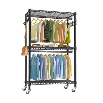VIPEK V12 Portable Closets Heavy Duty Rolling Garment Rack 3 Tiers Adjustable...