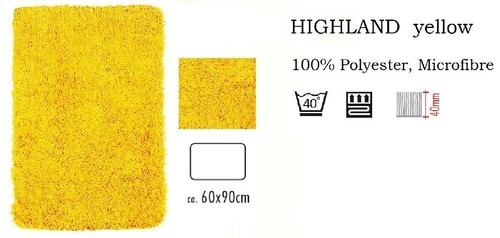 Highland California Yellow Gelb Badteppich Badematte 60x90cm. Florhöhe: 40mm. - Picture 2 of 5
