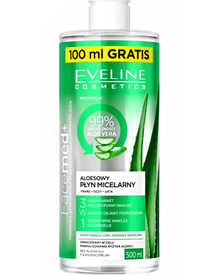 Eveline Facemed+ Aloe Mizellen Liquid 3in1 erfrischend und beruhigend, 500ml