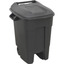 Image of 100 Litre Capacity Wheelie Bin - Solid Rear Axle - Two 200mm Wheels - Black