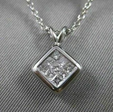ESTATE .30CTW DIAMOND INVISIBLE PRINCESS 14KT WHITE GOLD PENDANT 9M FG VS #21229