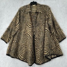 Zebra Poncho Cardigan 1x/2x Flare Open Overcoat Jacket Eyelash Fuzzy Artsy