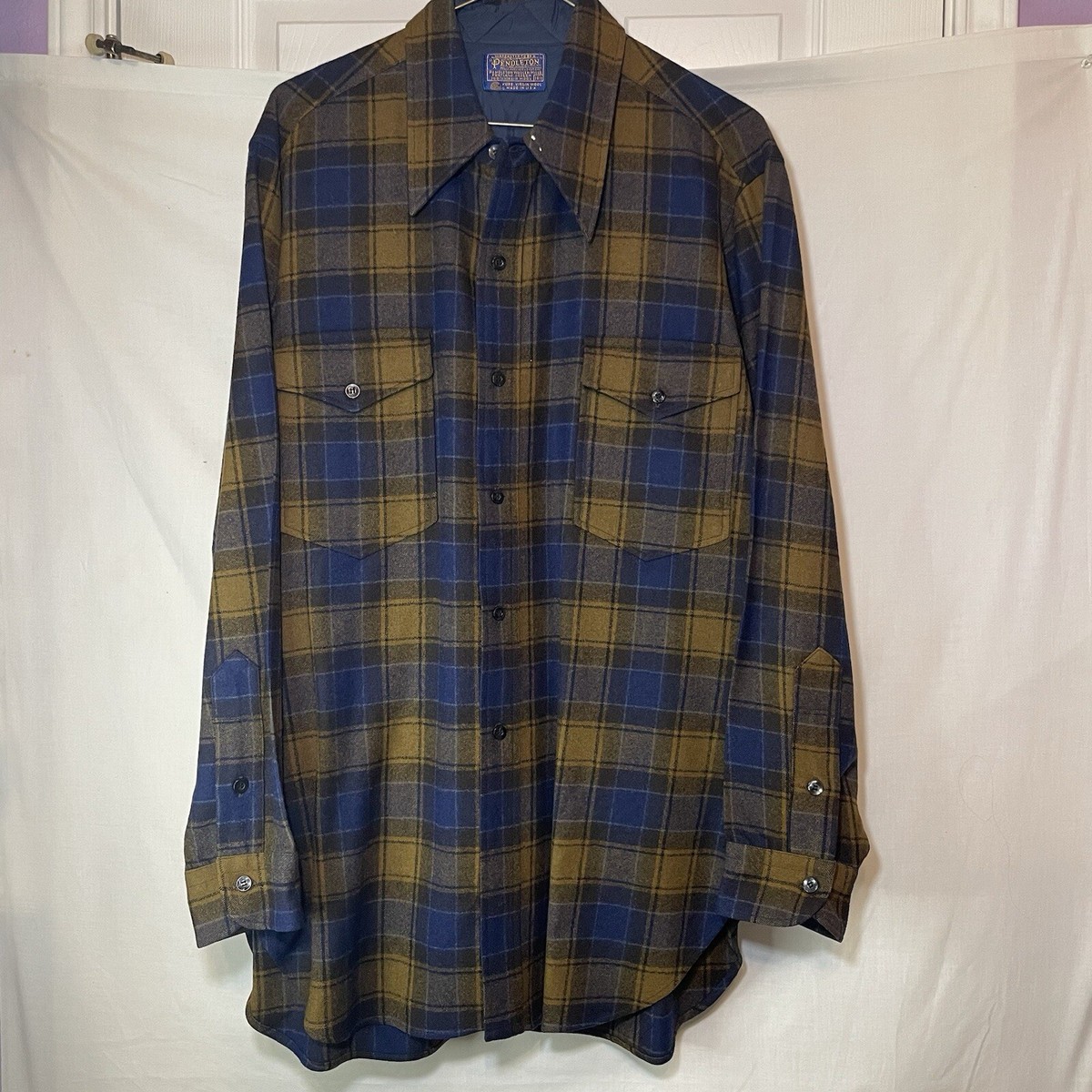 Pendleton Vintage Mens 100% Virgin Wool Long Sleeve Flannel Shirt