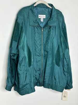 Vintage Lady Lavon Silk Velvet Teal Full Zip Jacket Plus Size 3X