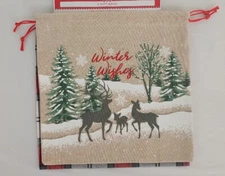 Holiday Time Burlap Drawstring  Vintage White Pickup Truck 3 Multiple Gift Bags