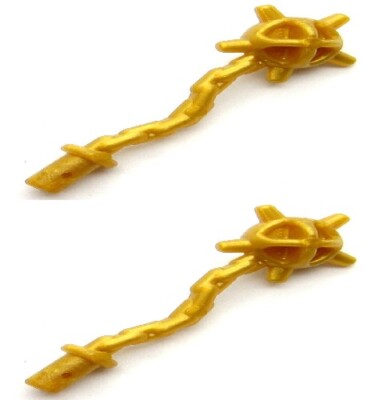 2x LEGO Part Pearl Gold Spiked Flail Mace