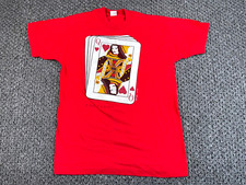 VTG Las Vegas Queen of Hearts Graphic T-Shirt Adult Large Red Single Stitch