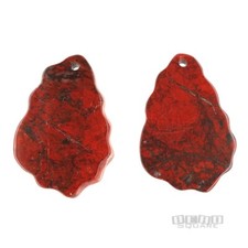 2 Red Brecciated / Poppy Jasper Double Sided Free Form Pendant Beads 2" 18189