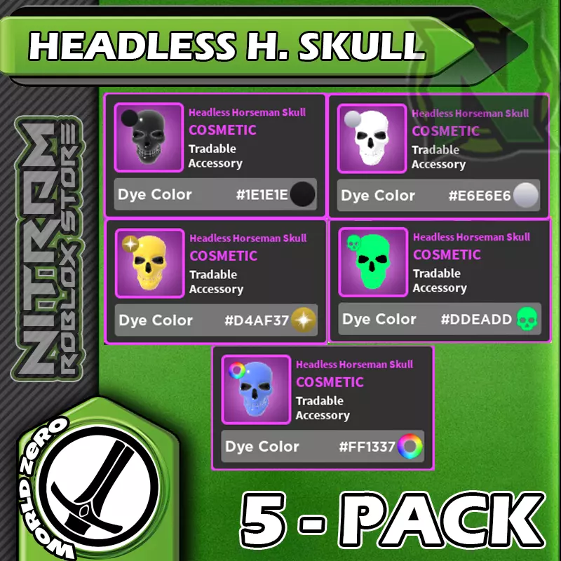 Roblox World Zero WZ - HEADLESS HORSEMAN SKULL - 5 PACK