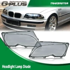 Fit For 2002-2005 BMW E46 3-Series 4DR Smoke Headlight Headlamp Replacement Lens
