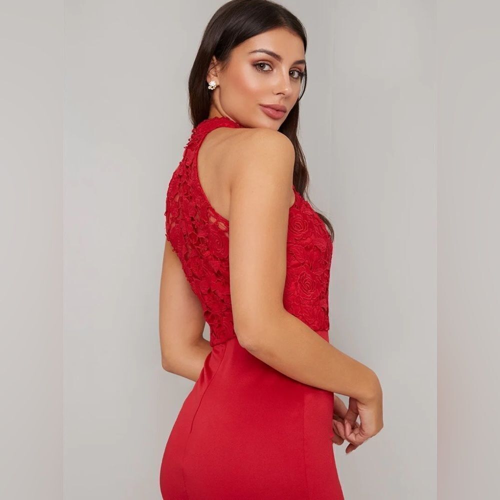 farm rio lace garden color blocked dress Farm Rio Red Garden Delight Long Sleeve Midi Dress, Garden Delight Red / XXS main image 0