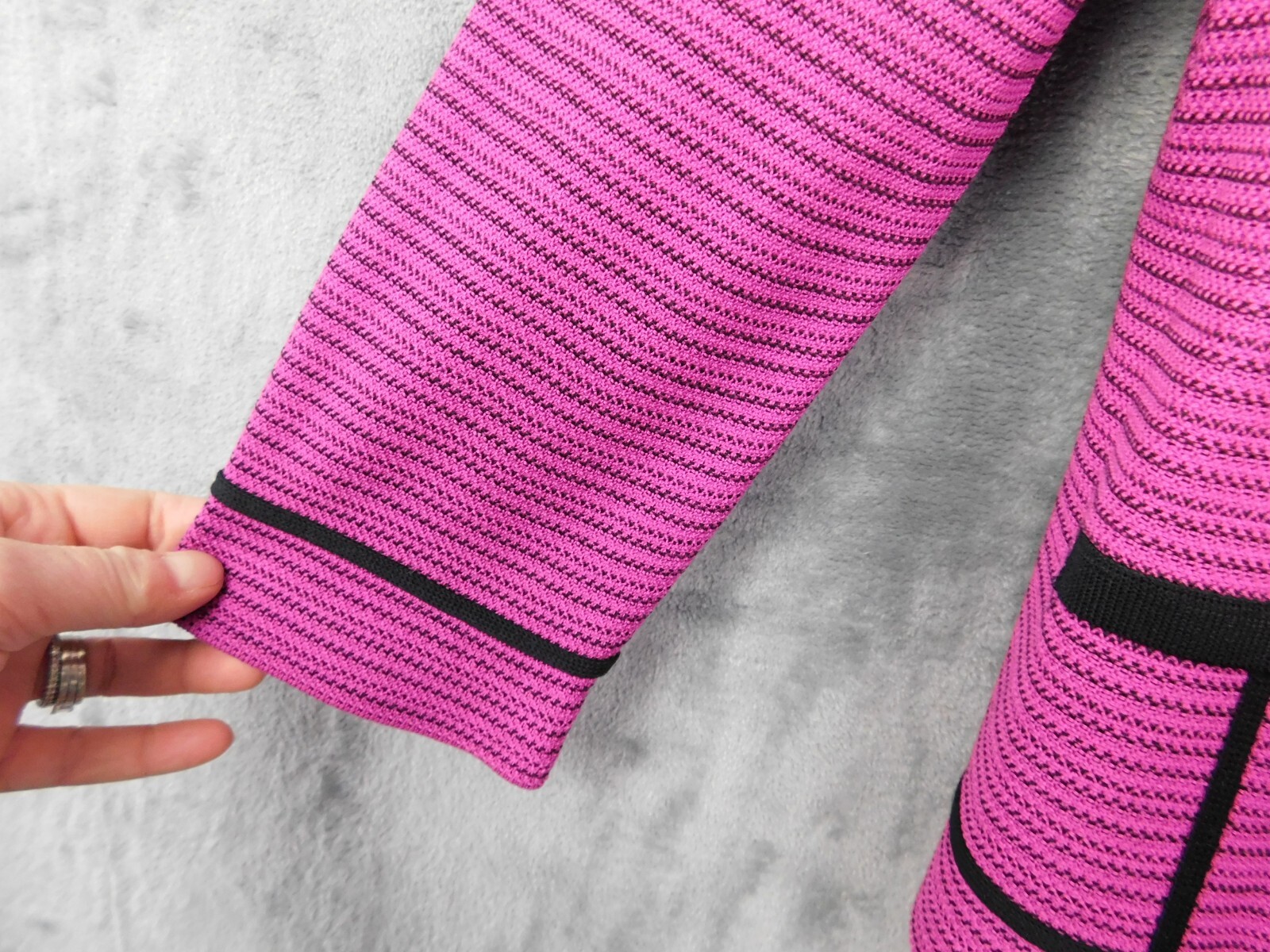 Ming Wang Sweater Womens Small Petite Pink Cardigan Career Shoulder Pads