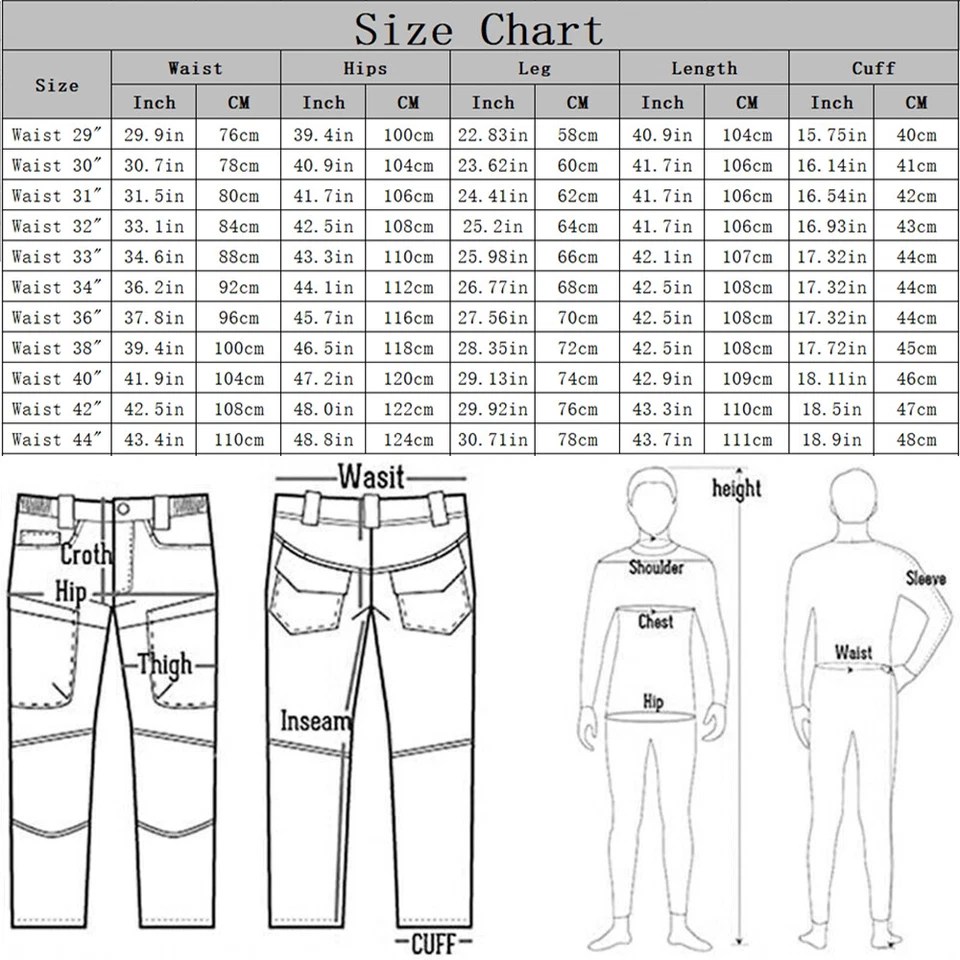 8 Pockets Men's Cargo Pants Cotton Work Trousers Tactical Combat Outdoor Pants - Image 3 of 4