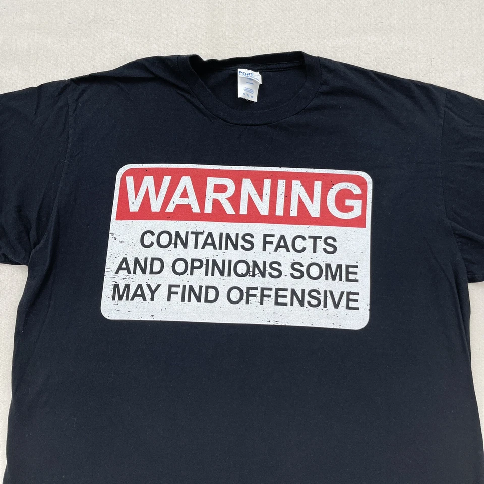 Divertida Camisa Para Hombres XL Negra Gráfica Advertencia Puede Encontrar Humor Ofensivo Camiseta Foto 2 de 4