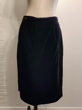 Vintage Black Velvet Pencil Midi Skirt