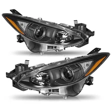 For 2014 2015 2016 Mazda 3 Projector Black Housing Headlights Pair 14-16