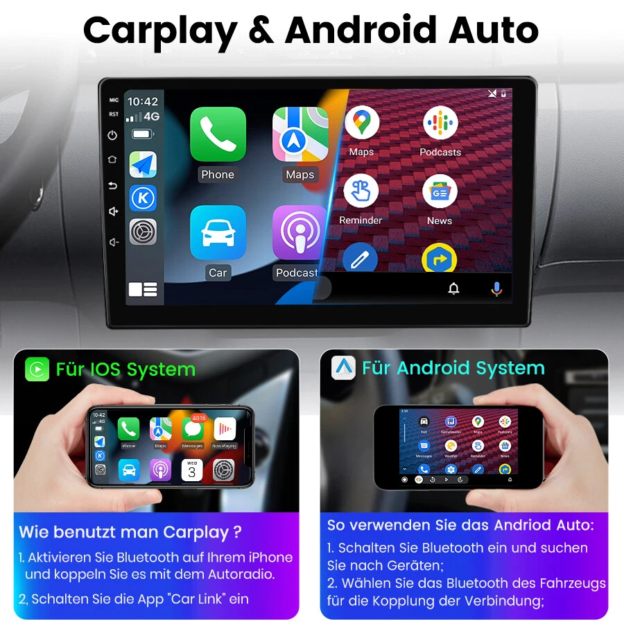 9"Android 13 Autoradio Carplay Für Fiat Doblo 2015-2019 GPS Nav WIFI BT DAB+ SWC - Bild 3 von 4