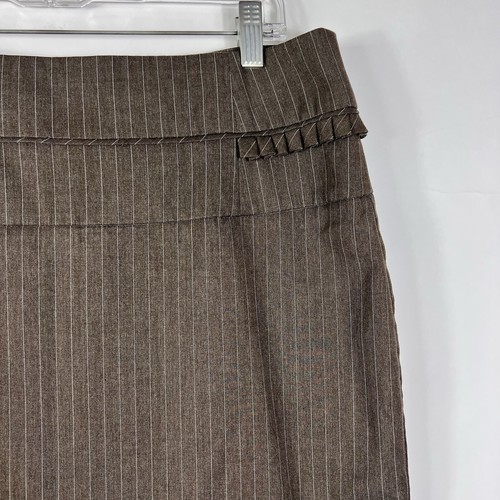 Worthington Skirt Women's Size 16 Below Knee High Rise Brown Pinstriped Stretch - Picture 3 of 13