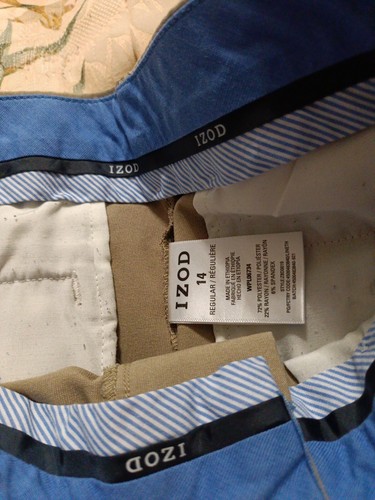 IZOD Boys Size 14 Tan Khakis Suit Dress Pants Trousers Youth - Picture 3 of 3