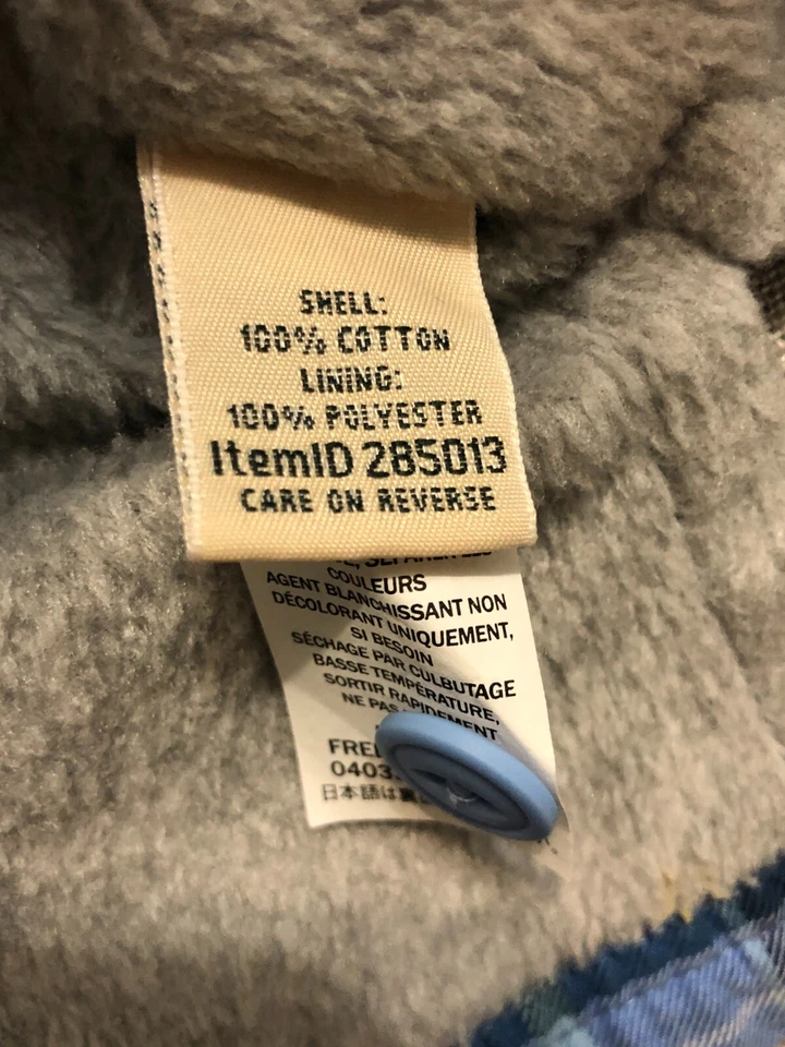 L.L.Bean Mens Button Down Shirt Large L Blue Fleece Plaid Adult Long Sleeves - Image 4 of 4