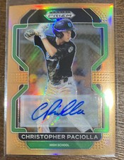2022 Panini Prizm Draft Picks Christopher Paciolla Auto Neon Orange /20 Cubs