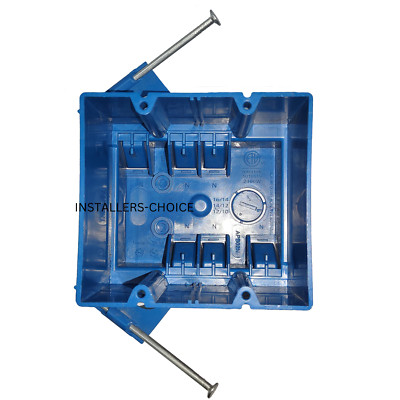 100 Pcs 2-Gang 32 Cu In New Work ETL Nail on Electrical Switch & Outlet Box Blue
