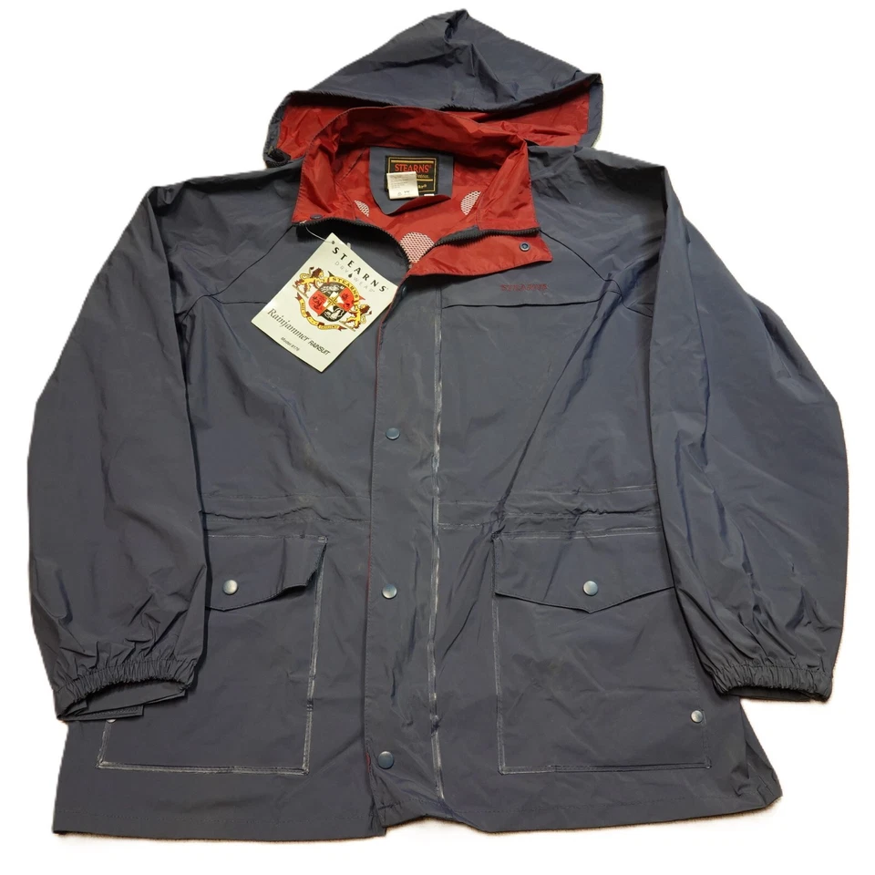 Vintage Stearns Rainjammer Rainsuit Navy Blue Nylon Pants Jacket Set Medium NWT* - Image 2 of 4