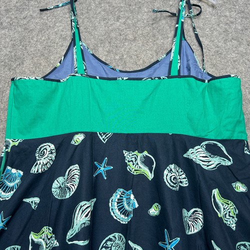 ModCloth Sun Dress Womens 2X Blue Sea Shells Beachy Fun Waving At The Waterfront - Picture 11 of 19