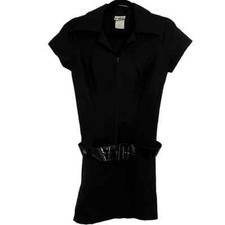 Vintage r.d.s. Retro Zip-Up Collared Mini Dress with Removable Belt Size 7 / 8