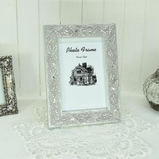 Bilderrahmen 10 x 15 Holz Antik Stil Fotorahmen Bilderhalter silber Foto 10 x 15