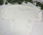 White VTG Christian Dior men's V-neck sweater with long sleeves and ribbed cuffs, hem, and neckline, made in USA.