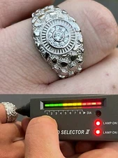 Mens REAL Solid 925 Sterling Silver Nugget Ring - MOISSANITE Pass Diamond Tester