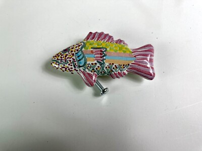 Mackenzie Childs Pink/ Purple Left Facing Fish Knob