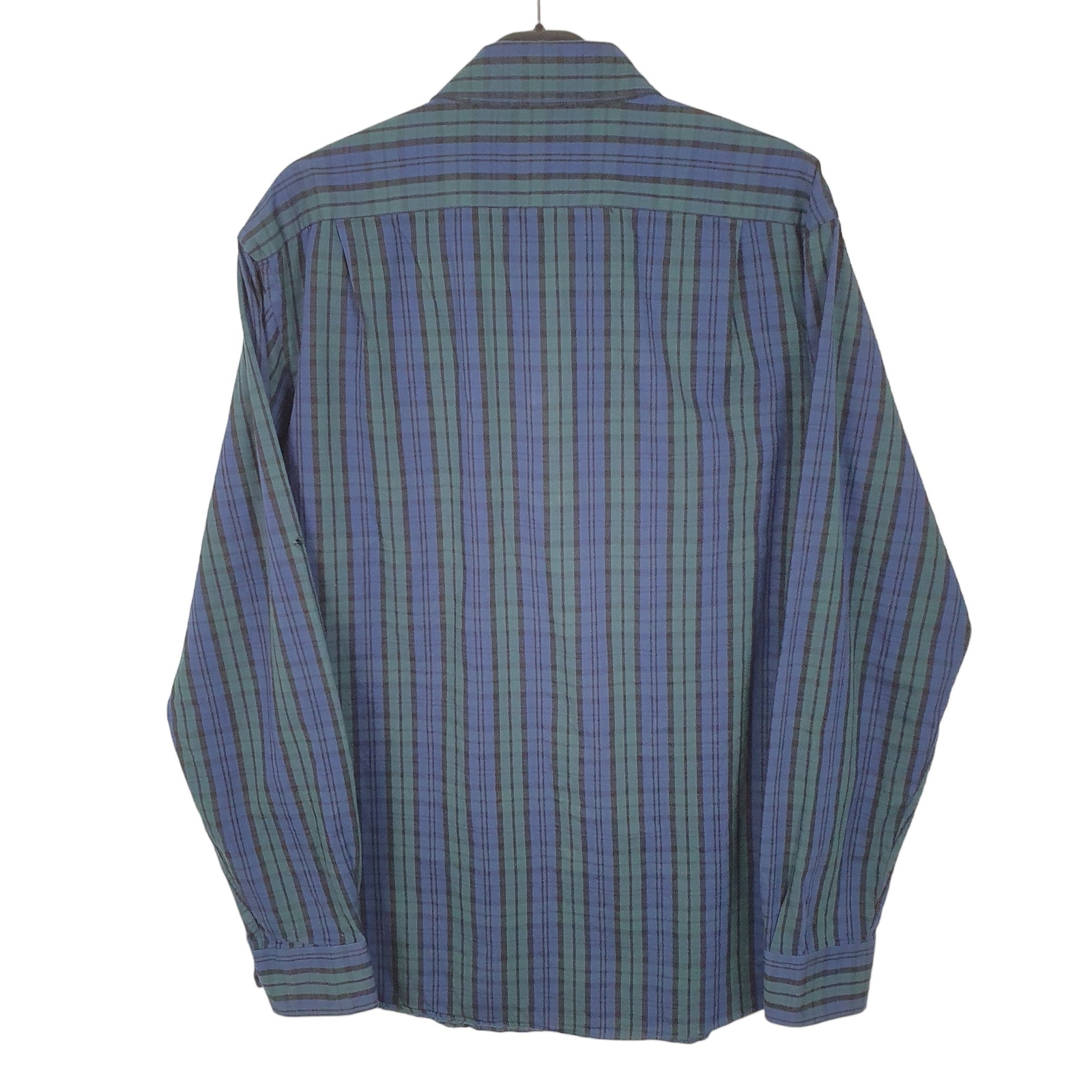 TOMMY HILFIGER Navy Check Shirt Slim Fit Long Sleeve Casual Mens M image 3