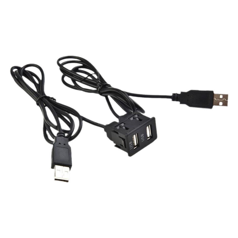 100CM CarDash Flush Mount DualUSB Port Panel Extension Adapter Cable